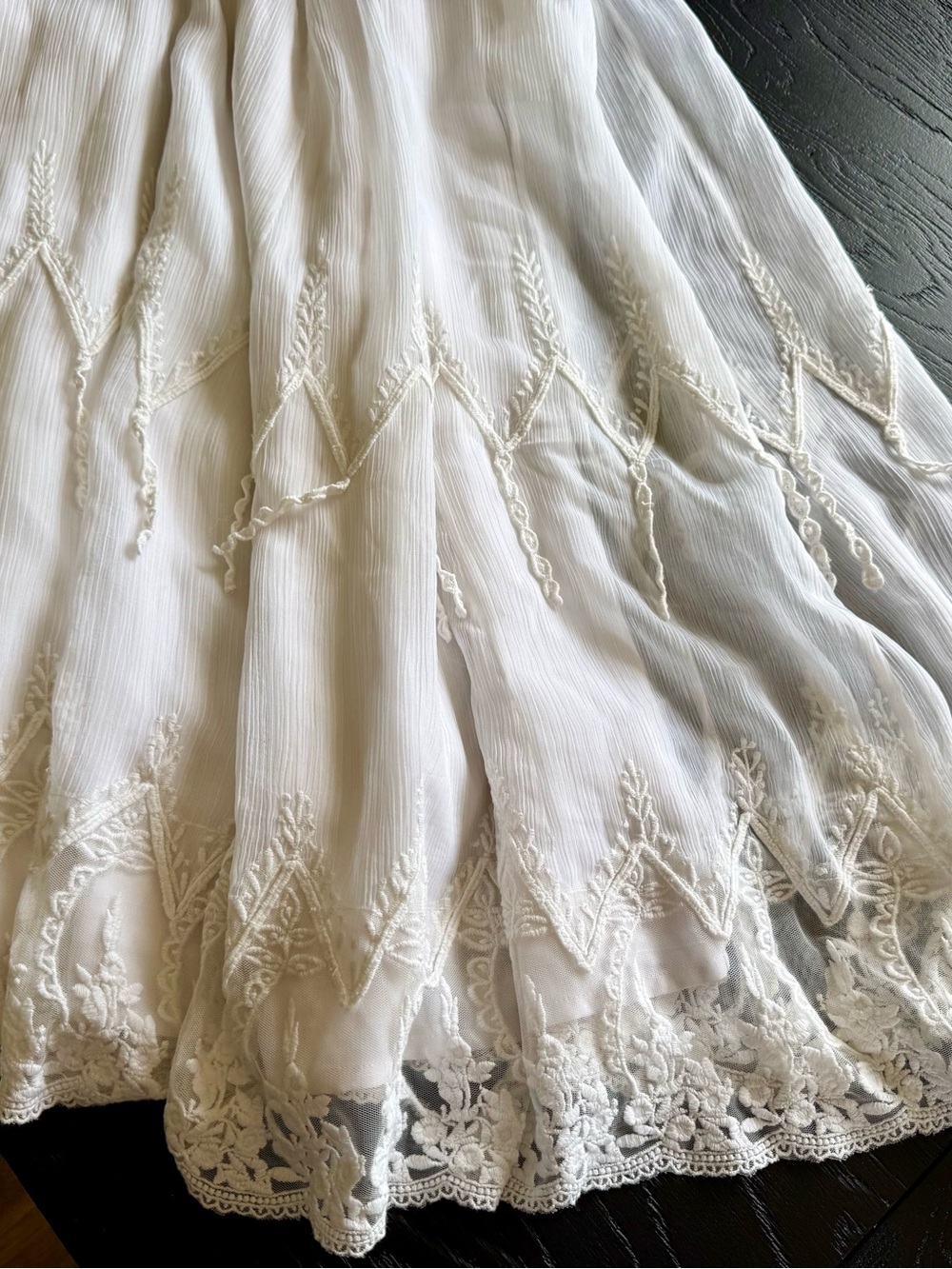 Free People/Candela Collab pleated organza/embroidered lace V-Neck Boho Dress - Picture 8 of 14